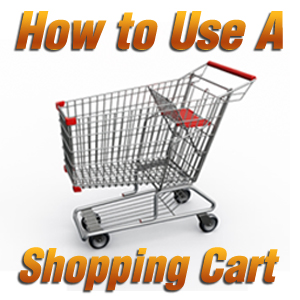 How to Use a Shopping Cart text with image of a grocery shopping cart on a white background